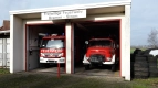 Spritzenhaus der FF Strom mit Feuerwehrwagen